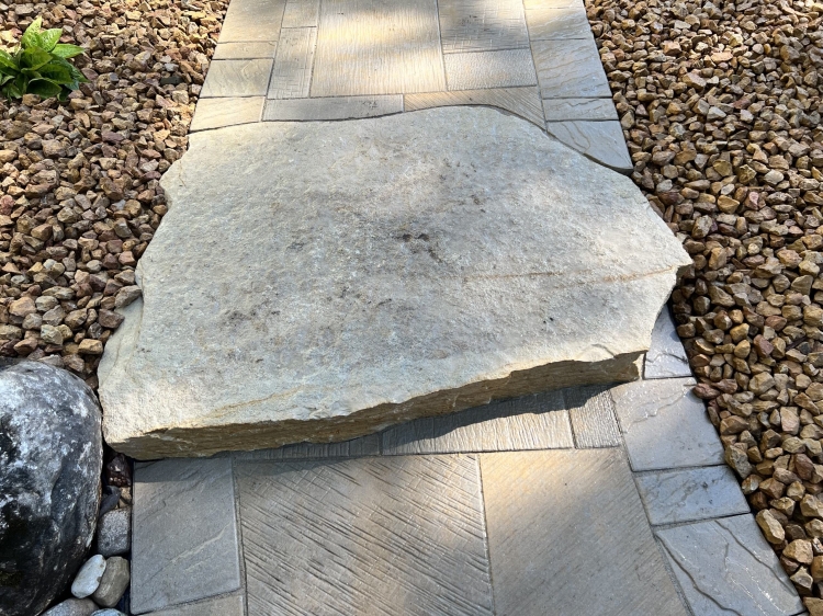 Beautiful county materials textured pavers with natural Eden natural stone steps.