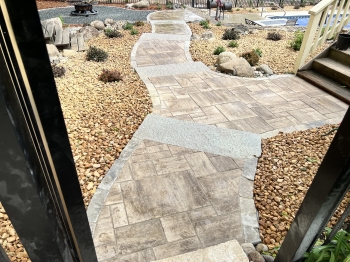 County materials - elements 5-piece paver set with Eden natural stone border and Eden stone steps 