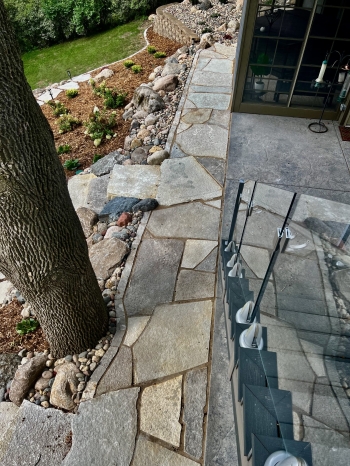 Eden flagstone walkway with Eden edger border and Eden irregular stone steps