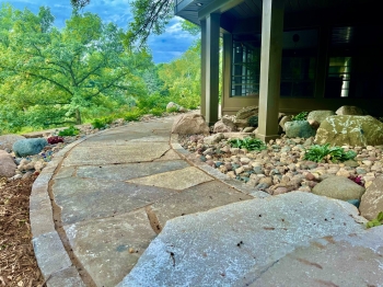 Eden flagstone walkway with Eden edger border and Eden irregular stone steps