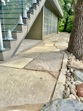 Eden flagstone walkway with Eden edger border and Eden irregular stone steps